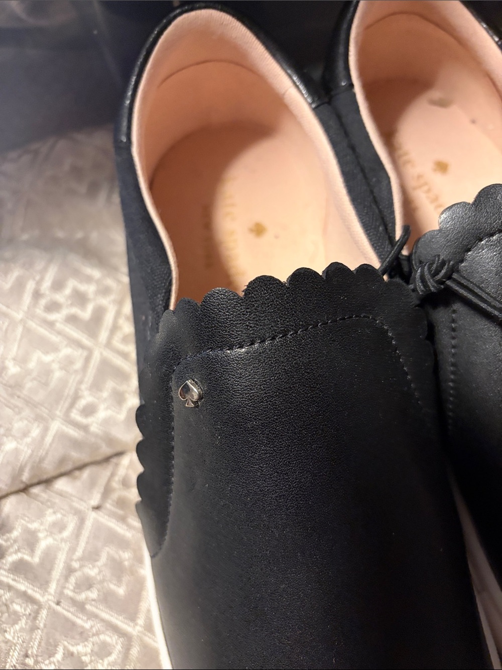 Kate Spade Black Scalloped Slip-On Sneakers - Picture 2 of 6